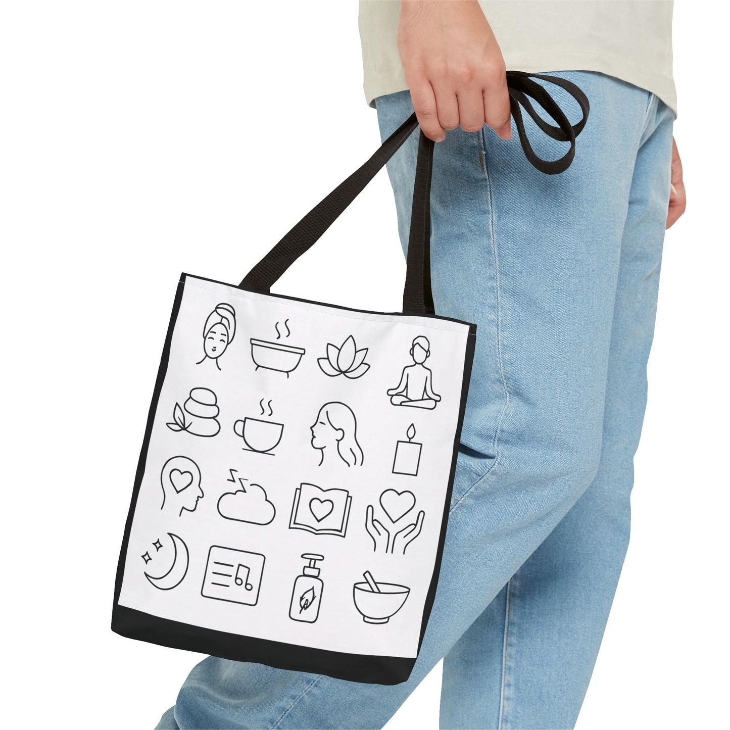 Wellness Tote Bag, Mindfulness Shopping Bag, Spa Day Gift Tote, Yoga Mat Carrier, Eco-Friendly Market Bag